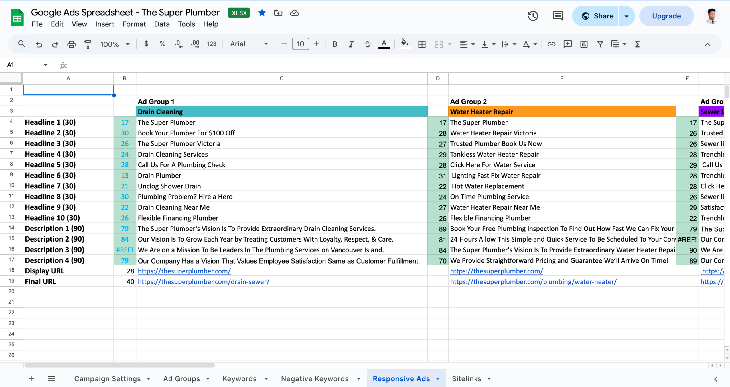 Google Ads Spreadsheet (PPC)
